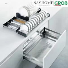 Kệ chén dĩa GROB GH-61/71/76/81/91 inox hộp gắn cánh - Hàng chính hãng GROB