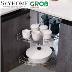 Mâm xoay GROB GR304-180A/180B góc 180 inox SUS304, nan tròn - Hàng chính hãng GROB