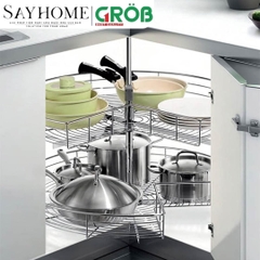Mâm xoay GROB GR304-270A/270B góc 270 inox 304, nan tròn - Hàng chính hãng GROB