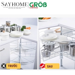 Mâm xoay GROB GR304-270A/270B góc 270 inox 304, nan tròn - Hàng chính hãng GROB
