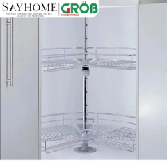 Mâm xoay GROB GR- 270A, GR- 270B góc 270 inox mạ Crom, nan tròn - Hàng chính hãng GROB