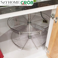 Mâm xoay GROB GR304-360A/360B góc 360 độ inox 304, nan tròn - Hàng chính hãng GROB