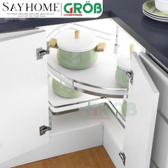 Mâm xoay GROB GM304-270.8/270.9 góc 270 inox 304 đáy Melamin, nan dẹt - Hàng chính hãng GROB