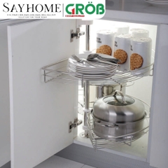 Mâm xoay GROB GR- 180A, GR- 180B góc 180 inox mạ Crom, nan sợi - Hàng chính hãng GROB