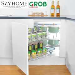Kệ góc liên hoàn GROB GN- 90L, GN- 90R đa năng inox mạ Crom, nan sợi - Hàng chính hãng GROB