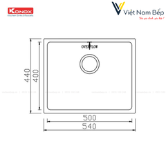 Chậu rửa bát Undermount Sink Cube 5444SU - Chính hãng KONOX