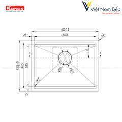 Chậu rửa bát Workstation Sink – Undermount Sink KN6046SU - Chính hãng KONOX