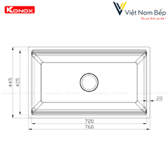 Chậu rửa bát Workstation Sink – Undermount Sink KN7644SU - Chính hãng KONOX