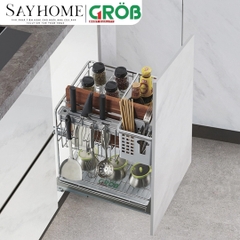 Kệ dao thớt GROB CS-20/25/30/35/40 đa năng inox mạ Crom, nan vuông - Hàng chính hãng GROB