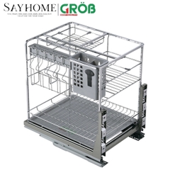 Kệ dao thớt GROB CS-20/25/30/35/40 đa năng inox mạ Crom, nan vuông - Hàng chính hãng GROB