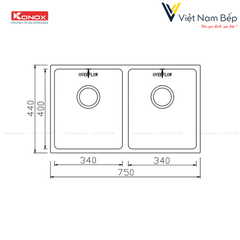 Chậu rửa bát Undermount Sink Cube 8744DU - Chính hãng KONOX