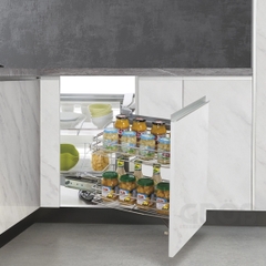 Kệ góc liên hoàn GROB GN- 90L, GN- 90R đa năng inox mạ Crom, nan sợi - Hàng chính hãng GROB