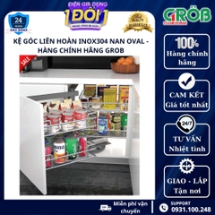 Kệ góc liên hoàn inox 304 nan Oval cao cấp GROB - Bảo hành chính hãng 2 năm