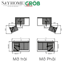 Kệ góc liên hoàn GROB GP-90L/90R hợp kim phủ Nano, nan dẹt - Hàng chính hãng GROB