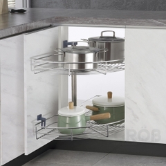 Mâm xoay GROB GR- 180A, GR- 180B góc 180 inox mạ Crom, nan sợi - Hàng chính hãng GROB