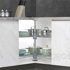 Mâm xoay GROB GR- 270A, GR- 270B góc 270 inox mạ Crom, nan tròn - Hàng chính hãng GROB