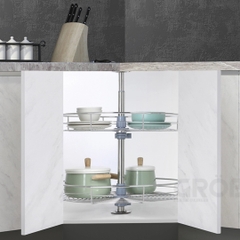 Mâm xoay GROB GR-360A/360B góc 360 độ inox mạ Crom, nan tròn - Hàng chính hãng GROB