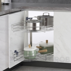 Mâm xoay GROB GR304-180A/180B góc 180 inox SUS304, nan tròn - Hàng chính hãng GROB