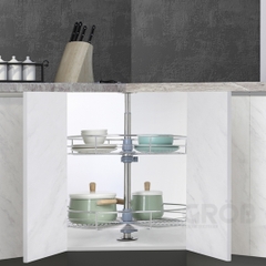 Mâm xoay GROB GR304-360A/360B góc 360 độ inox 304, nan tròn - Hàng chính hãng GROB