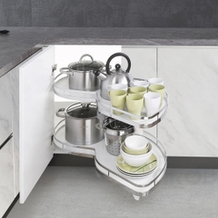 Mâm xoay góc GROB GX304-90L/90R hình lá inox 304, đáy Melamin - Hàng chính hãng GROB