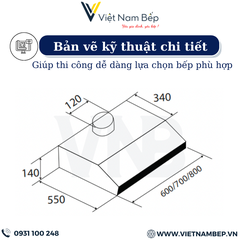 Máy hút mùi âm tủ cảm ứng KAFF KF-888I - Bảo hành chính hãng 3 năm