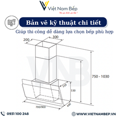 Máy hút mùi  dạng TV cảm ứng và điều khiển từ xa KAFF KF-LUX-AT90FH-WH - Bảo hành chính hãng 3 năm