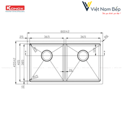 Chậu rửa bát Workstation Sink – Undermount Sink KN8046DUB - Chính hãng KONOX