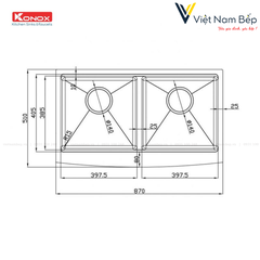 Chậu rửa bát Workstation Sink – Apron Sink KN8751DA Curve - Chính hãng KONOX