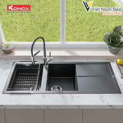 Chậu rửa bát Granite Sink Livello Smart 1160 Black - Chính hãng KONOX