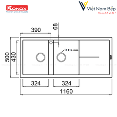 Chậu rửa bát Granite Sink Livello Smart 1160 White Silver - Chính hãng KONOX