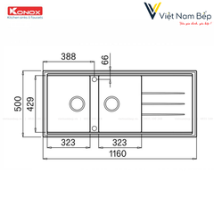 Chậu rửa bát Granite Sink Phoenix 1160 Grey - Chính hãng KONOX