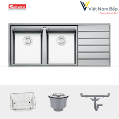 Chậu rửa bát European sink Premium KS11650 2B – Bàn phải - Chính hãng KONOX