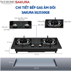 Bếp gas đôi SAKURA SG-2530GB - Chính hãng