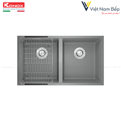 Chậu rửa bát Granite Sink Veloci 760D Grey  - Chính hãng KONOX