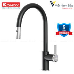 Vòi rửa bát dây rút Alto Black - Chính hãng KONOX