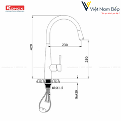 Vòi rửa bát dây rút KN1901N - Chính hãng KONOX
