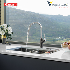 Vòi rửa bát dây rút Ponte Black - Chính hãng KONOX