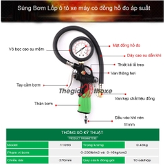 Đồng hồ bơm lốp xe máy, ô tô - Tuosen (mặt dầu)
