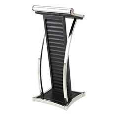 Bục Phát Biểu Thân Bọc Da Viền Inox Trắng
