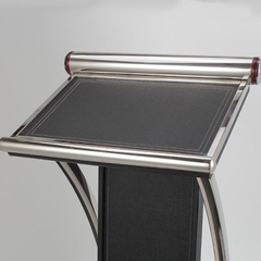 Bục Phát Biểu Thân Bọc Da Viền Inox Trắng