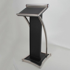 Bục Phát Biểu Thân Bọc Da Viền Inox Trắng
