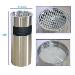 Thùng rác inox gạt tàn tròn 250 x 610 hàng nhập khẩu cao cấp