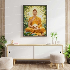 Tranh số hóa Phật Thiền Tịnh Liên Hoa đã căng khung 40x50cm