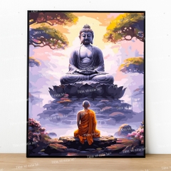 Tranh số hóa Thính Pháp đã căng khung 40x50cm