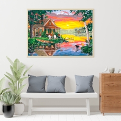 Tranh số hóa - Ngôi nhà bên sông đã căng khung 40x50cm 28 màu