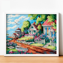 Tranh số hóa - Ngõ hoa rực rỡ đã căng khung 40x50cm 24 màu