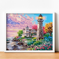 Tranh số hóa Hải đăng rực rỡ đã căng khung 40x50cm