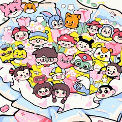 Tranh số hóa 20x20cm Bó hoa Cute