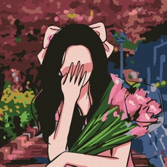 Tranh số hóa 20x20cm Cô gái e thẹn