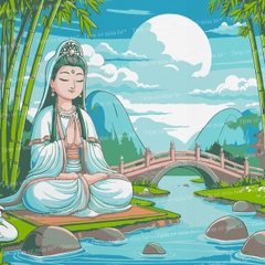 Tranh số hóa 20x20cm - Quan âm bồ tát